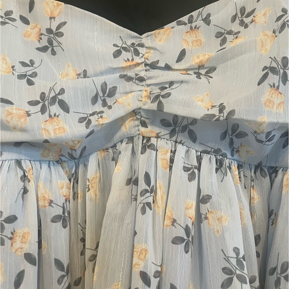Lulus New Day Light Blue Floral Print Babydoll Mini Dress - Picture 4 of 5